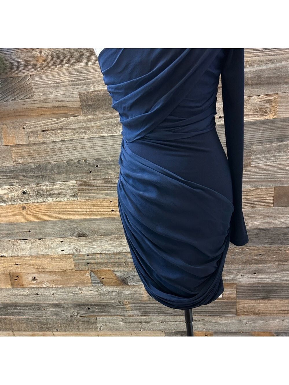 Alice + Olivia Chrissy Wrap One Shoulder Chiffon Mini Dress Medium NWT Sapphire - Picture 5 of 10